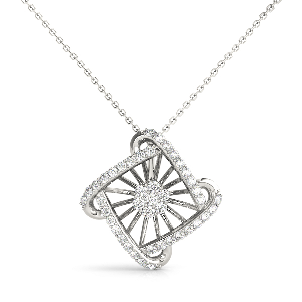 0.26 Ct Lab-Created Diamond Round Cut Alariv Cluster Pendants Necklaces in Silver 925