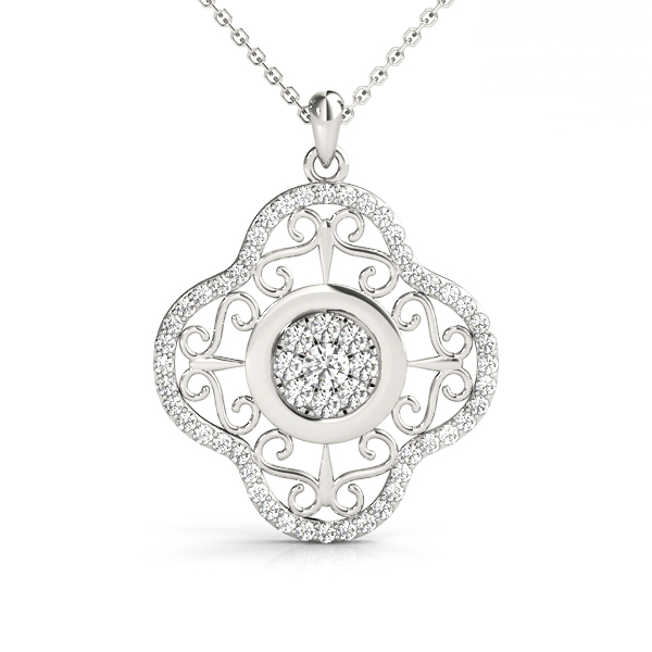 0.37 Ct Lab-Created Diamond Round Cut Stellan  Cluster Pendants Necklaces in Silver 925