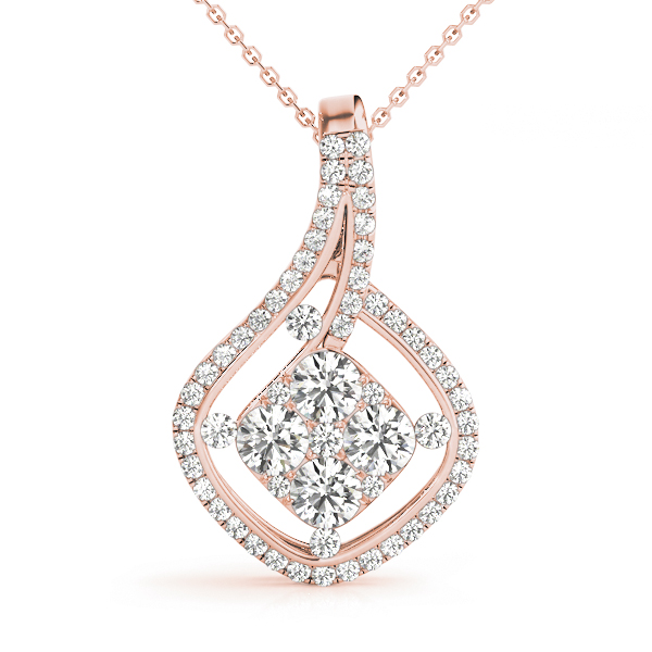 0.7 Ct Lab-Created Diamond Round Cut Leaner  Cluster Pendants Necklaces in Silver 925