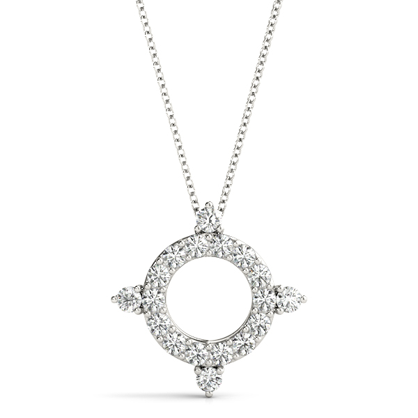 0.34 Ct Lab-Created Diamond Round Cut Myles Circle Pendants Necklaces in Silver 925