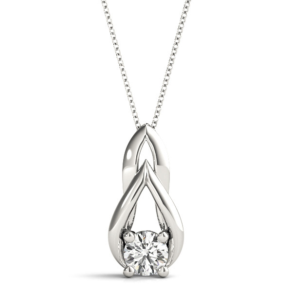 0.1 Ct Natural Round Cut Renilla  Diamond Solitaire Necklaces in 9K White Gold