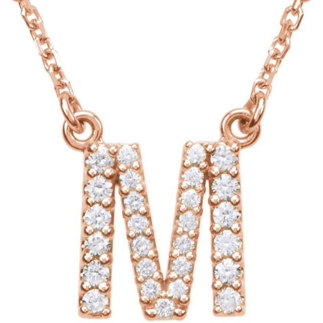 0.1 Ct Natural Round Cut Diamond Initial Necklaces in Silver 925