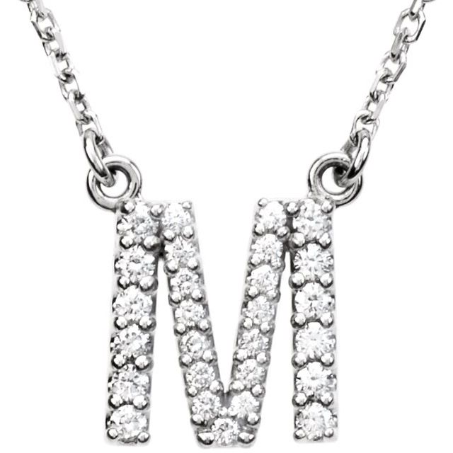 0.1 Ct Natural Round Cut Diamond Initial Necklaces in Silver 925