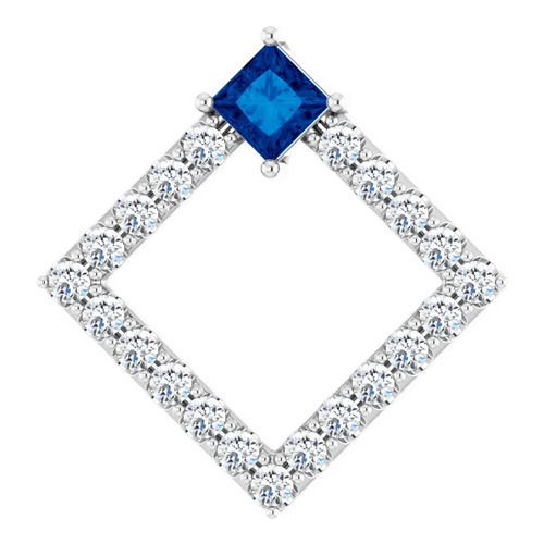 0.07 Ct Blue Sapphire Princess Cut Prestha  in Silver 925