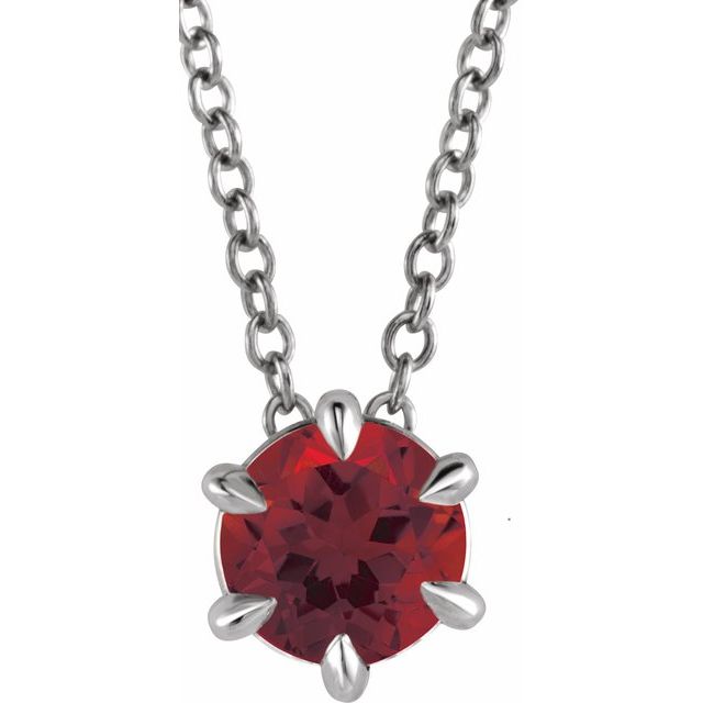 0.1 Ct Garnet Round Cut Runild  Solitaire Pendant Necklaces in Silver 925