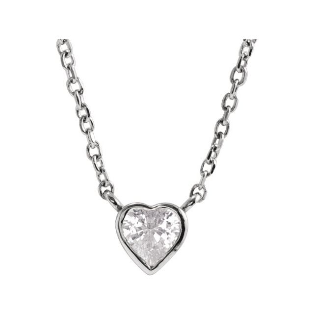 0.35 Ct Natural Diamond Heart Cut Quineta  Solitaire Pendant Necklaces in 14K White Gold