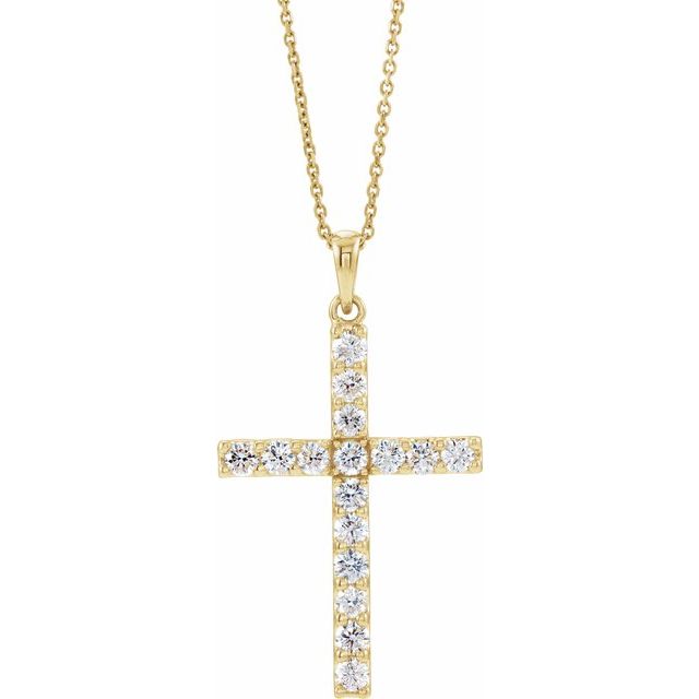 0.1 Ct Natural Diamond Round Cut  Cross Pendants Necklaces in Silver 925