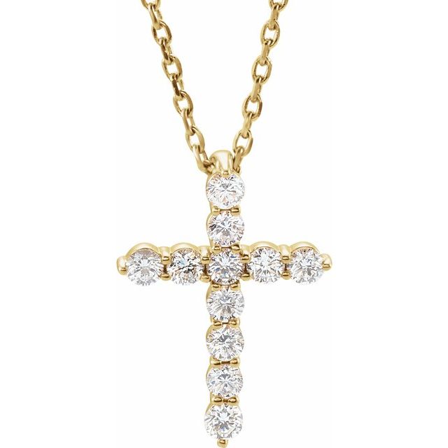 0.1 Ct Natural Diamond Round Cut  Cross Pendants Necklaces in Silver 925