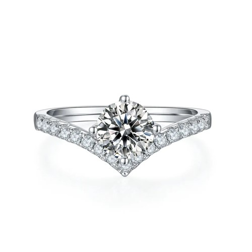 0.25 Ct Lab-Created Diamond Round Cut Belisma  Side Stone Engagement Rings in 9K White Gold