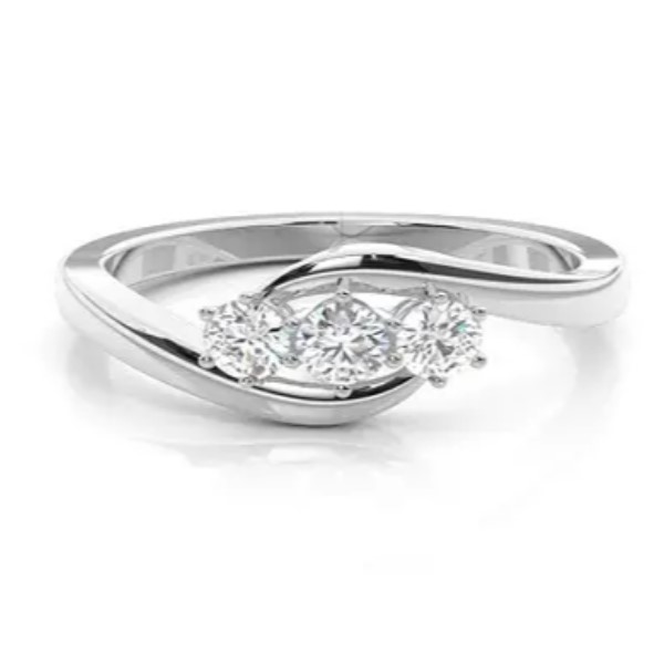 0.5 Ct Lab-Created Round Cut Deanndra  Trilogy Ring Diamond Rings in 9K White Gold