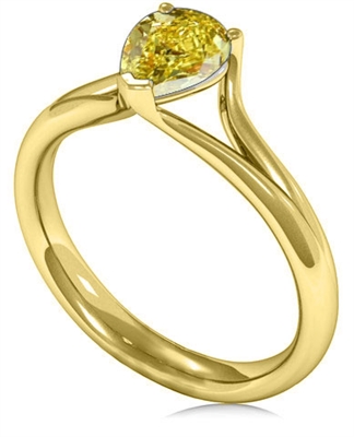 0.3 Ct Pear Cut Noemie Yellow Diamond Rings in 9K White Gold