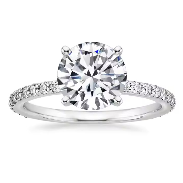 0.3 Ct Lab-Created Round Cut Liba  Statement Diamond Rings in 9K White Gold