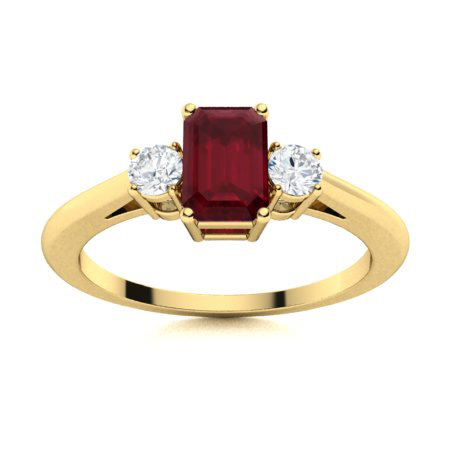 Natural Ruby Emerald Cut Altessa  Diamond Rings in 9K White Gold