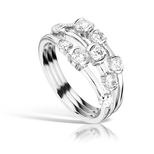 0.05 Ct Lab-Created Round Cut Ermenburga  Everyday Diamond Rings in 9K White Gold