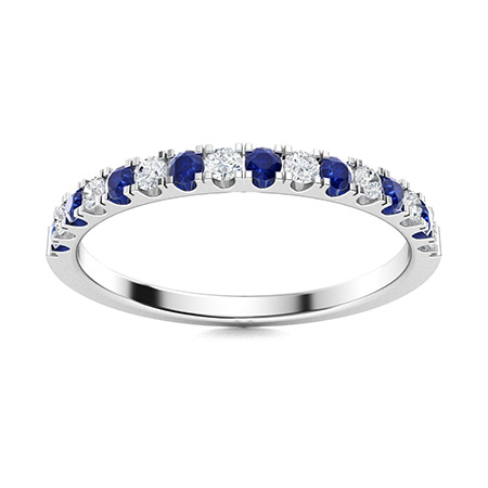 0.7 Ct Blue Sapphire Round Cut Enim  in 18K White Gold