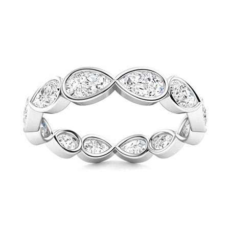 2.2 Ct Lab-Created Pear Cut Ediua  Eternity Diamond Rings in 9K White Gold