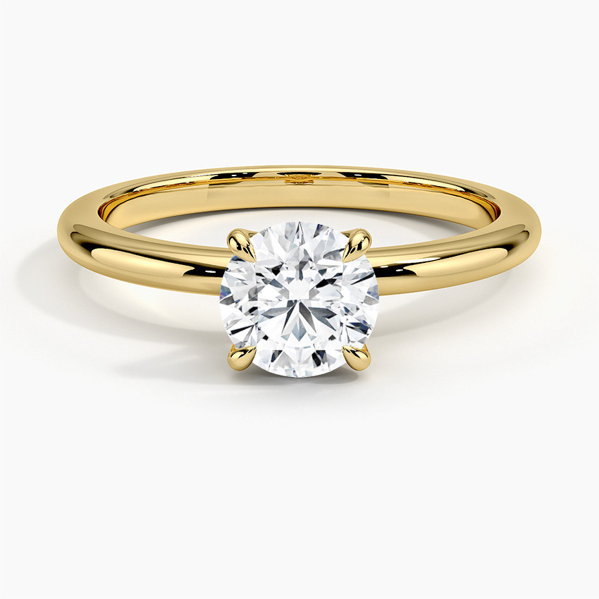 0.2 Ct Natural Round Cut Cherisa  Solitaire Diamond Rings in 9K Yellow Gold