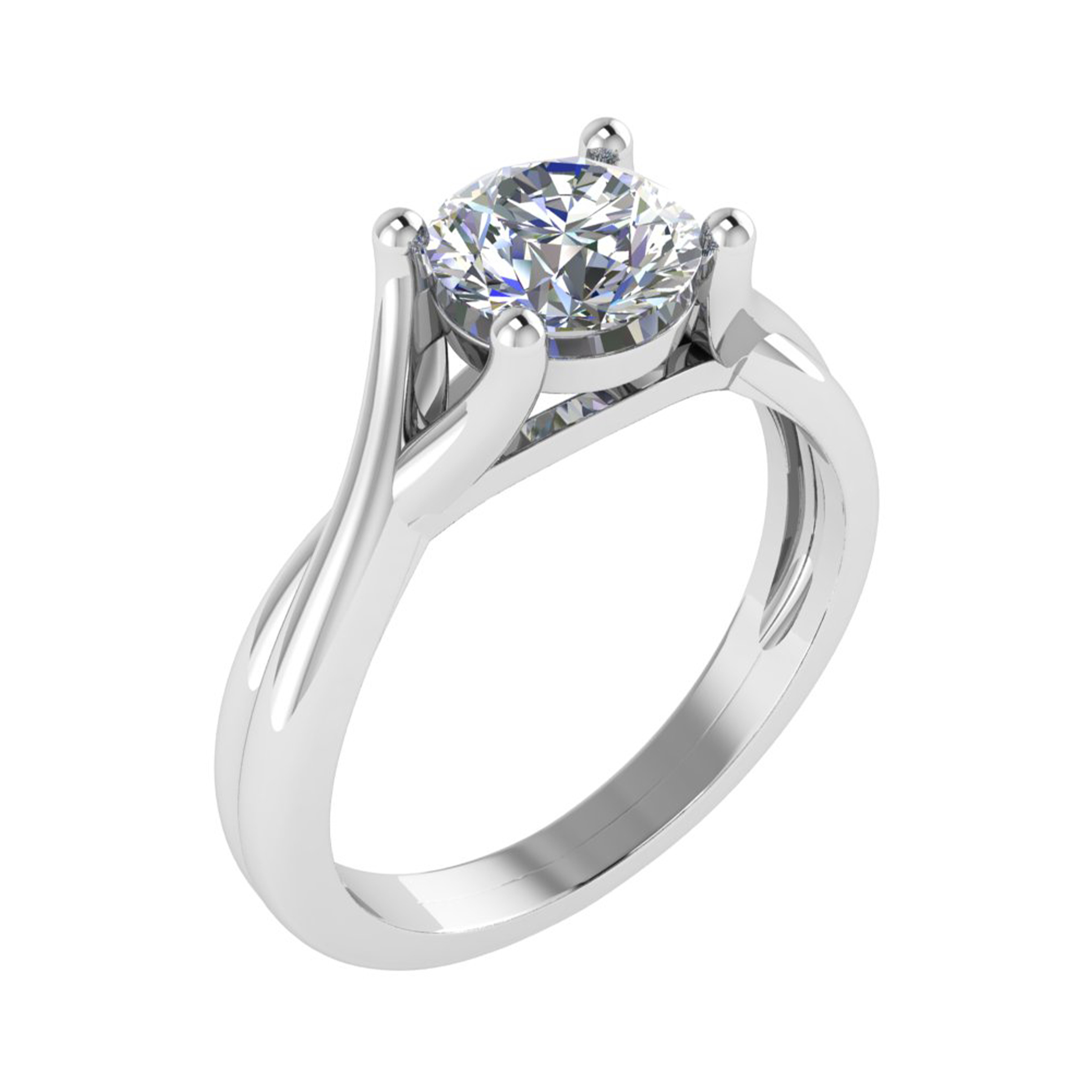 0.2 Ct Natural Round Cut Cammi  Solitaire Diamond Rings in 9K White Gold