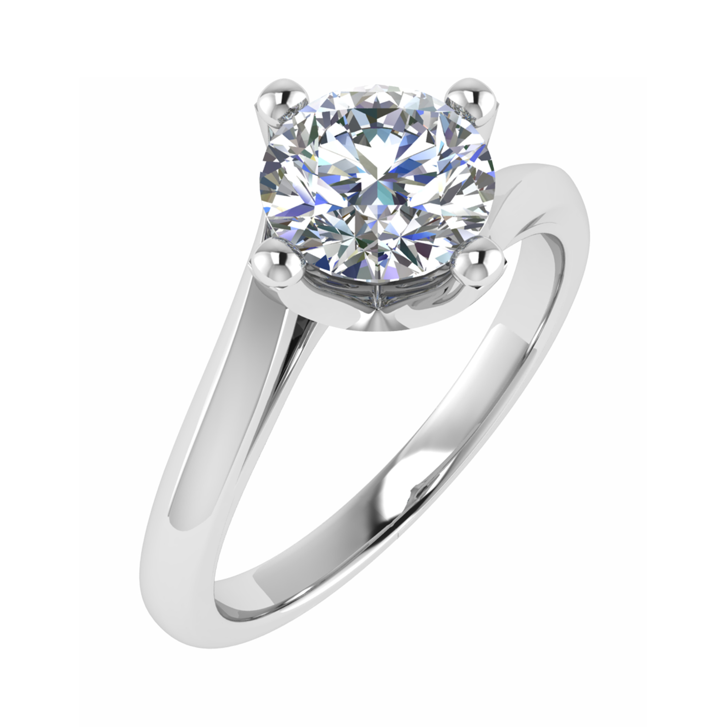 0.2 Ct Natural Round Cut Crysta  Solitaire Diamond Rings in 9K White Gold