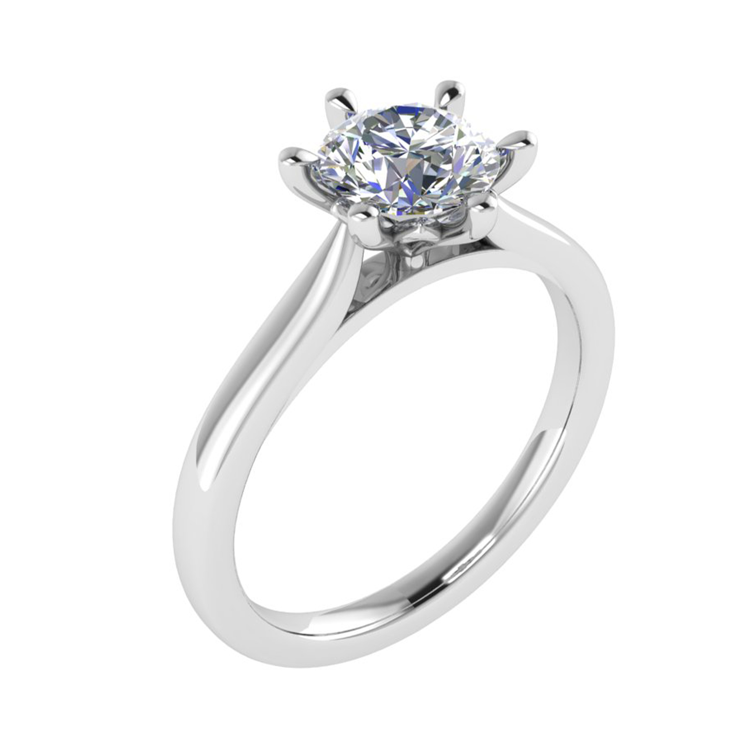 0.2 Ct Natural Diamond Round Cut Blakeney  Classic Solitaire Engagement Rings in 9K White Gold