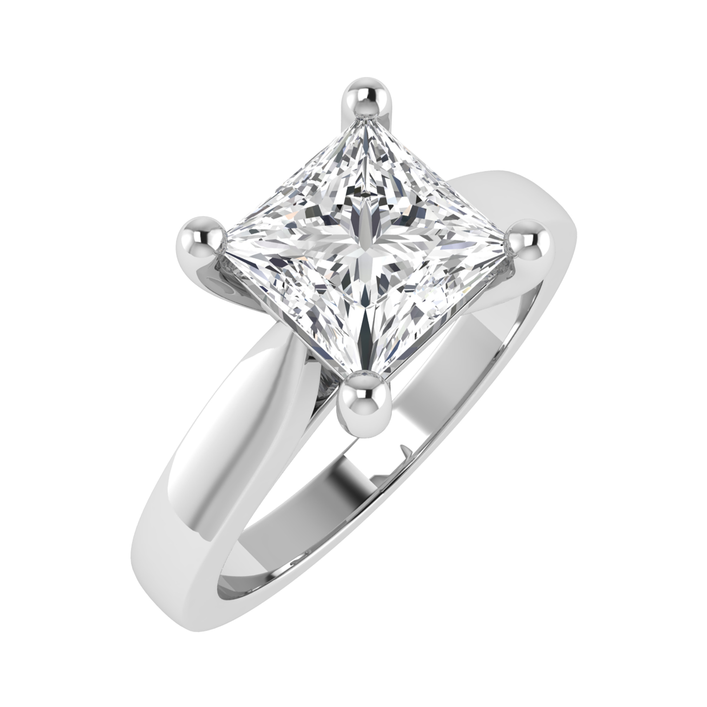 0.2 Ct Lab-Created Diamond Princess Cut Brida  Classic Solitaire Engagement Rings in 18K White Gold