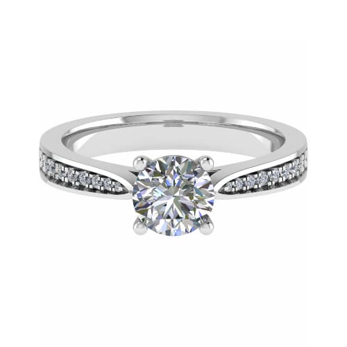 0.2 Ct Lab-Created Diamond Round Cut Chencha  Side Stone Engagement Rings in Silver 925