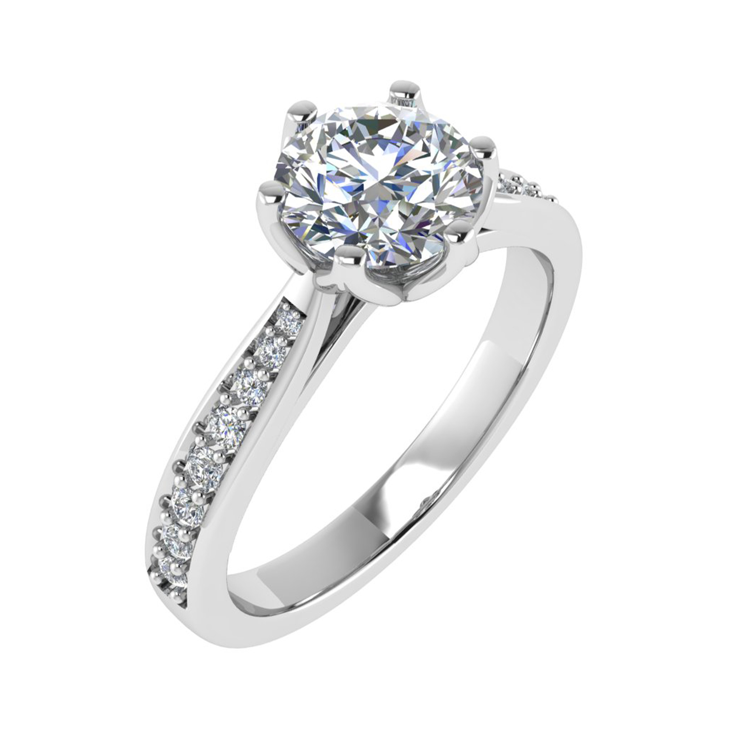 0.20 - 3.00 Carat Lab-Created Diamond Side Stone Engagement Rings