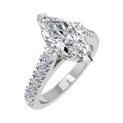 3 Ct Lab-Created Diamond Marquise Cut Caeli  Side Stone Engagement Rings in 9K White Gold