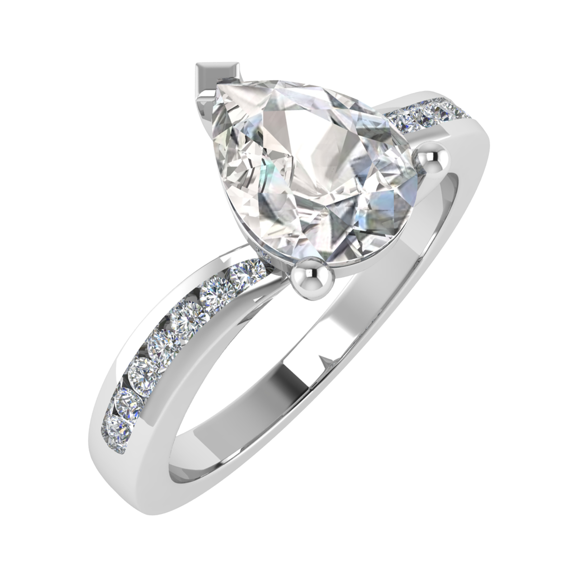 0.20 - 3.00 Carat Lab-Created Diamond Side Stone Engagement Rings