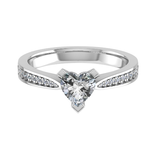 0.2 Ct Lab-Created Diamond Heart Cut Cedar  Side Stone Engagement Rings in 9K White Gold