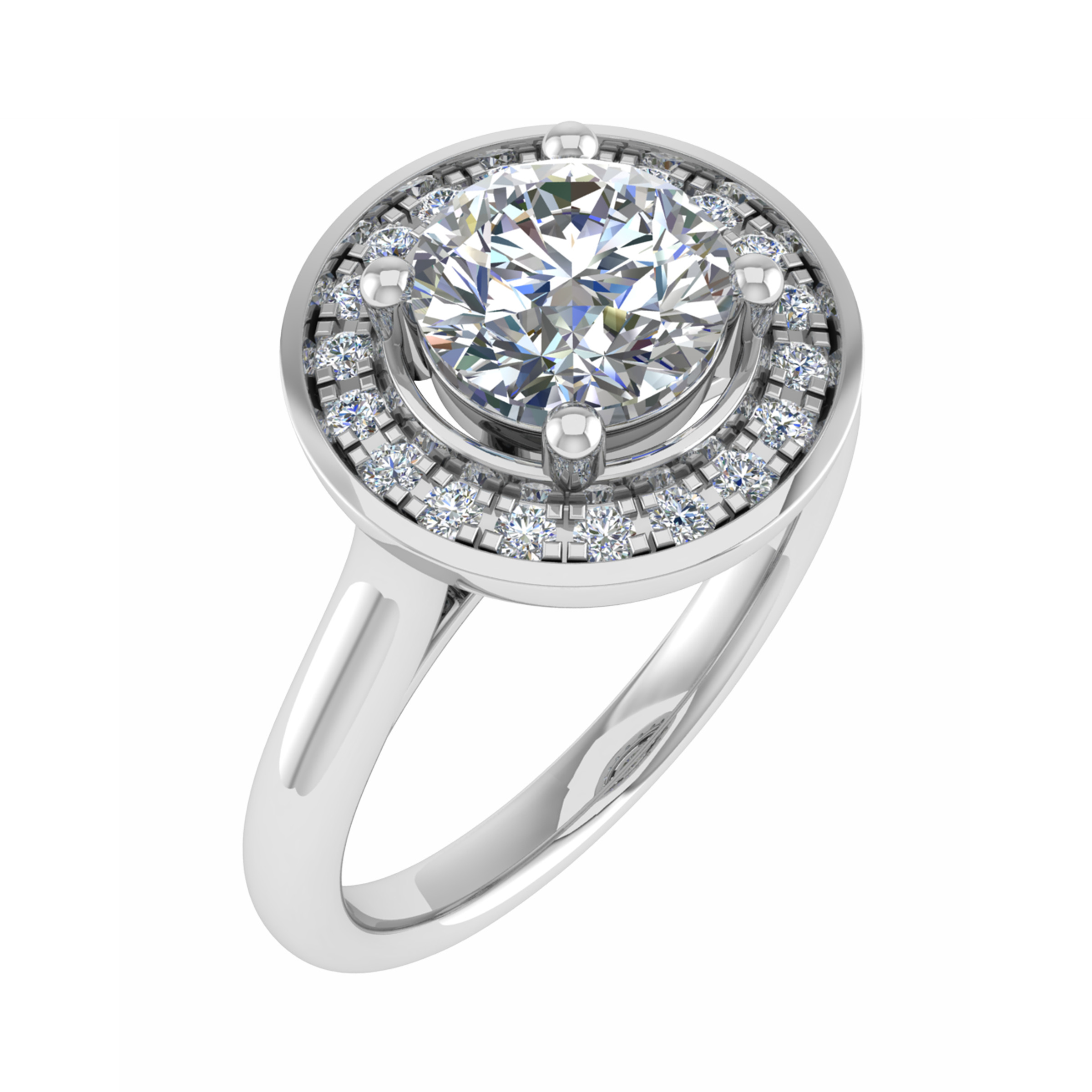 0.2 Ct Lab-Created Round Cut Sharon  Cluster Diamond Rings in 9K White Gold