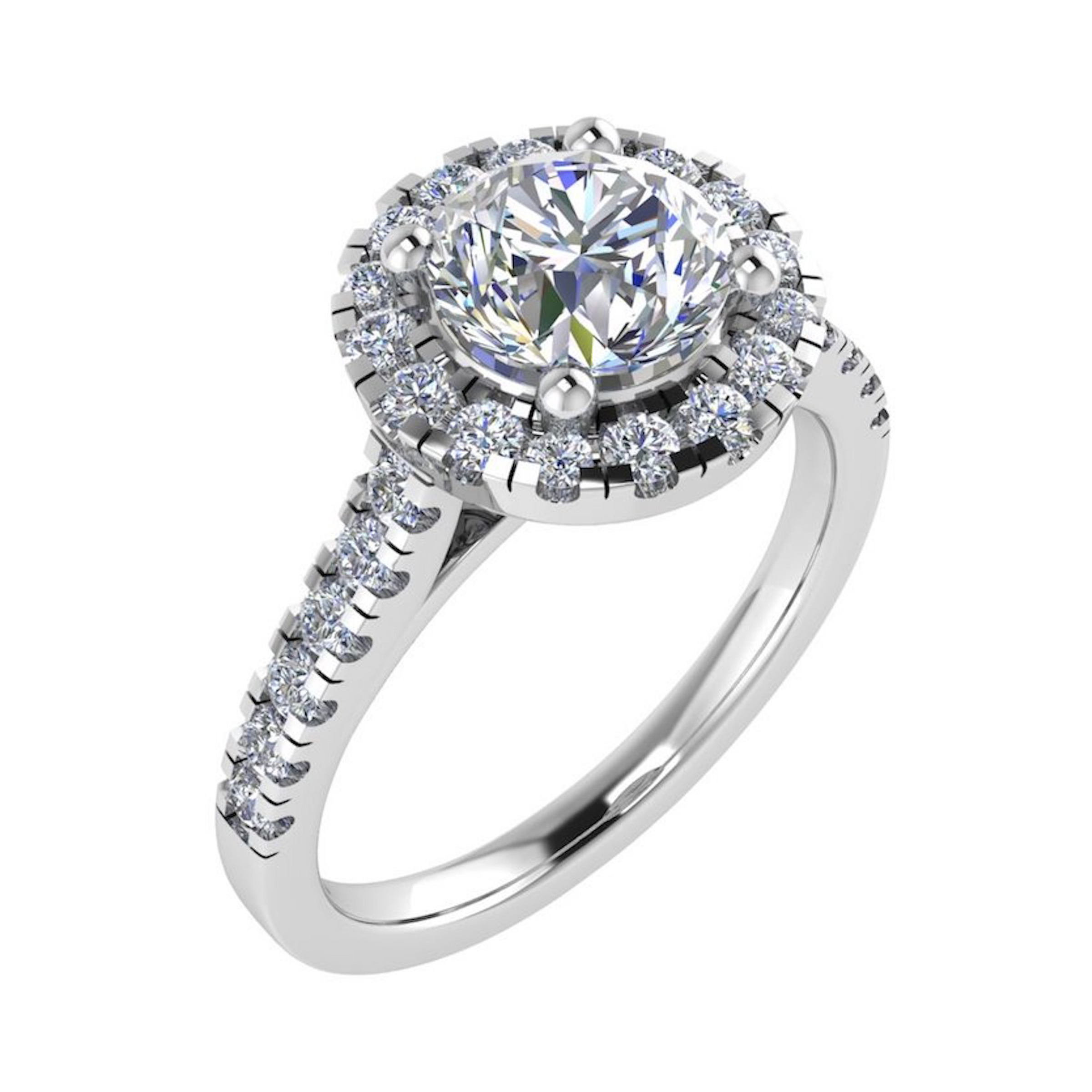 0.20 - 3.00 Carat Lab-Created Diamond Halo Engagement Rings