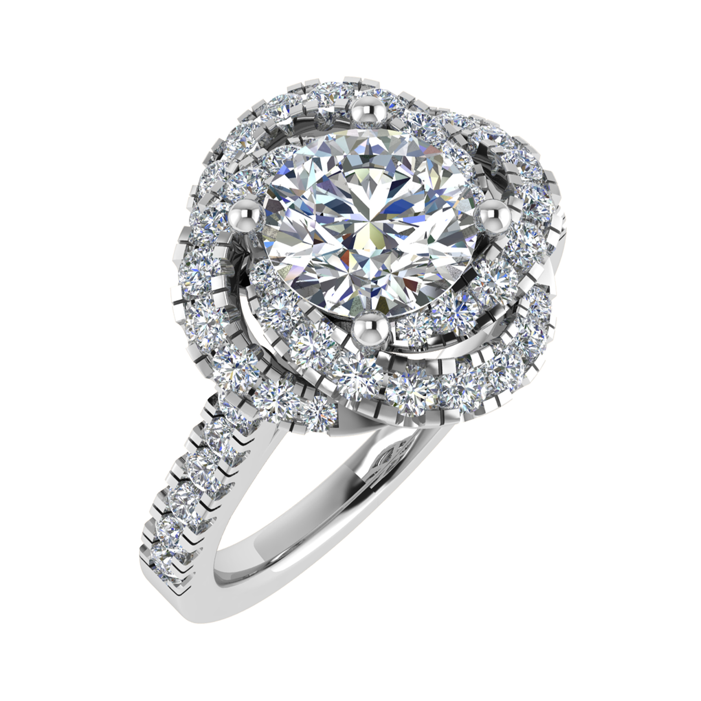 0.2 Ct Lab-Created Round Cut Natalia  Cluster Diamond Rings in 9K White Gold