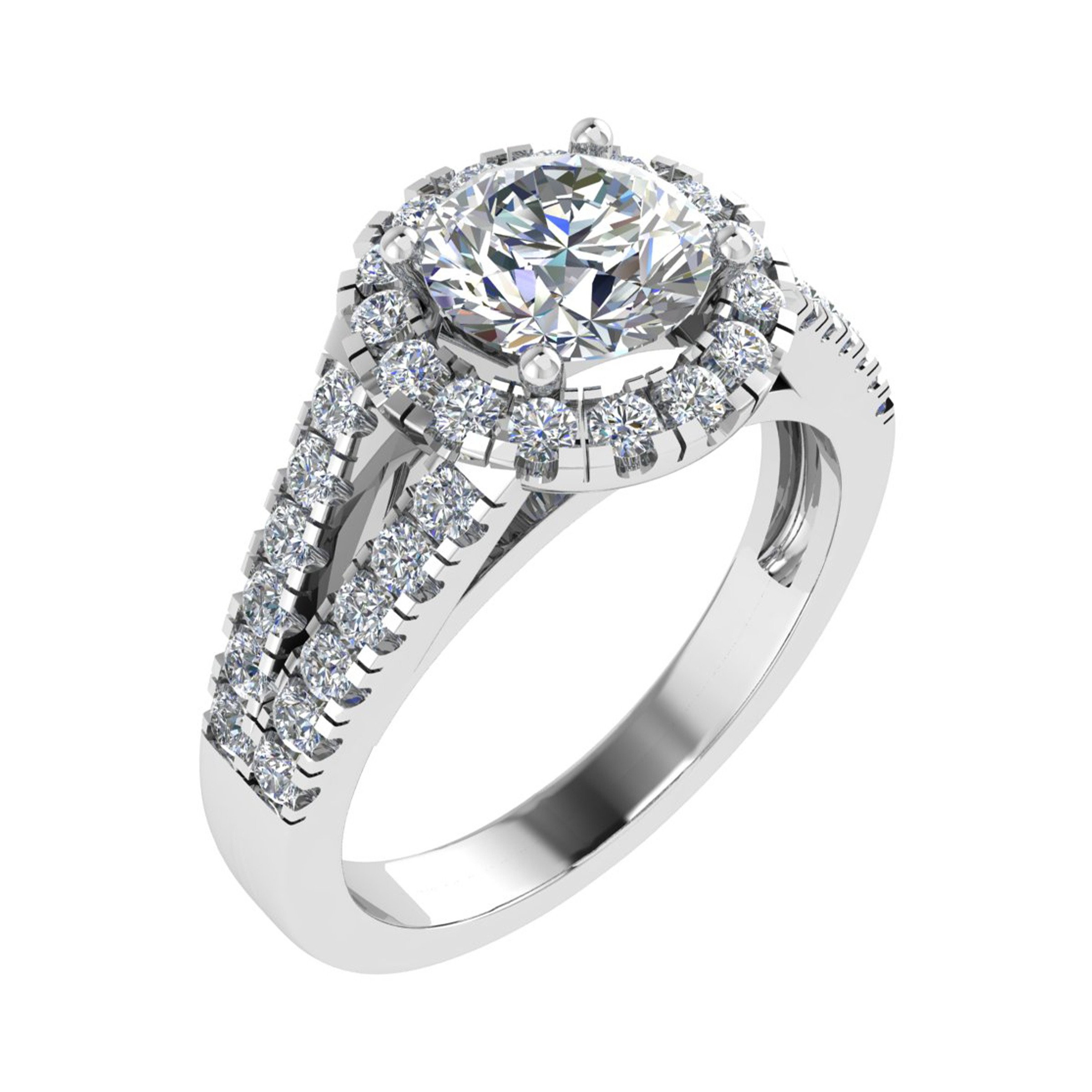 3 Ct Lab-Created Round Cut Ellamae  Everyday Diamond Rings in 9K White Gold