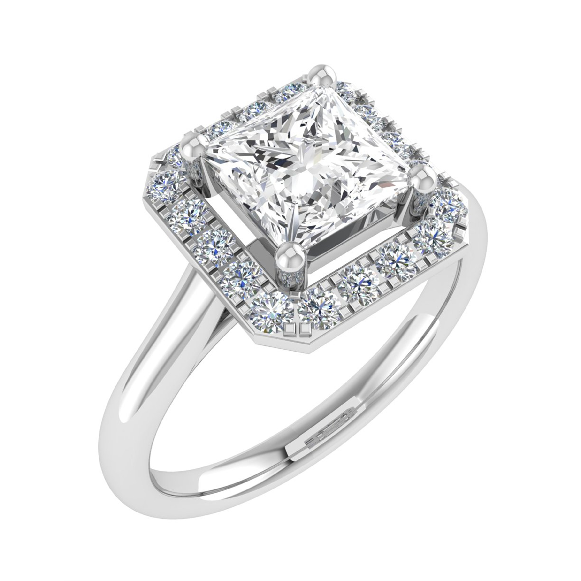 0.2 Ct Lab-Created Princess Cut Willa  Cluster Diamond Rings in 9K White Gold