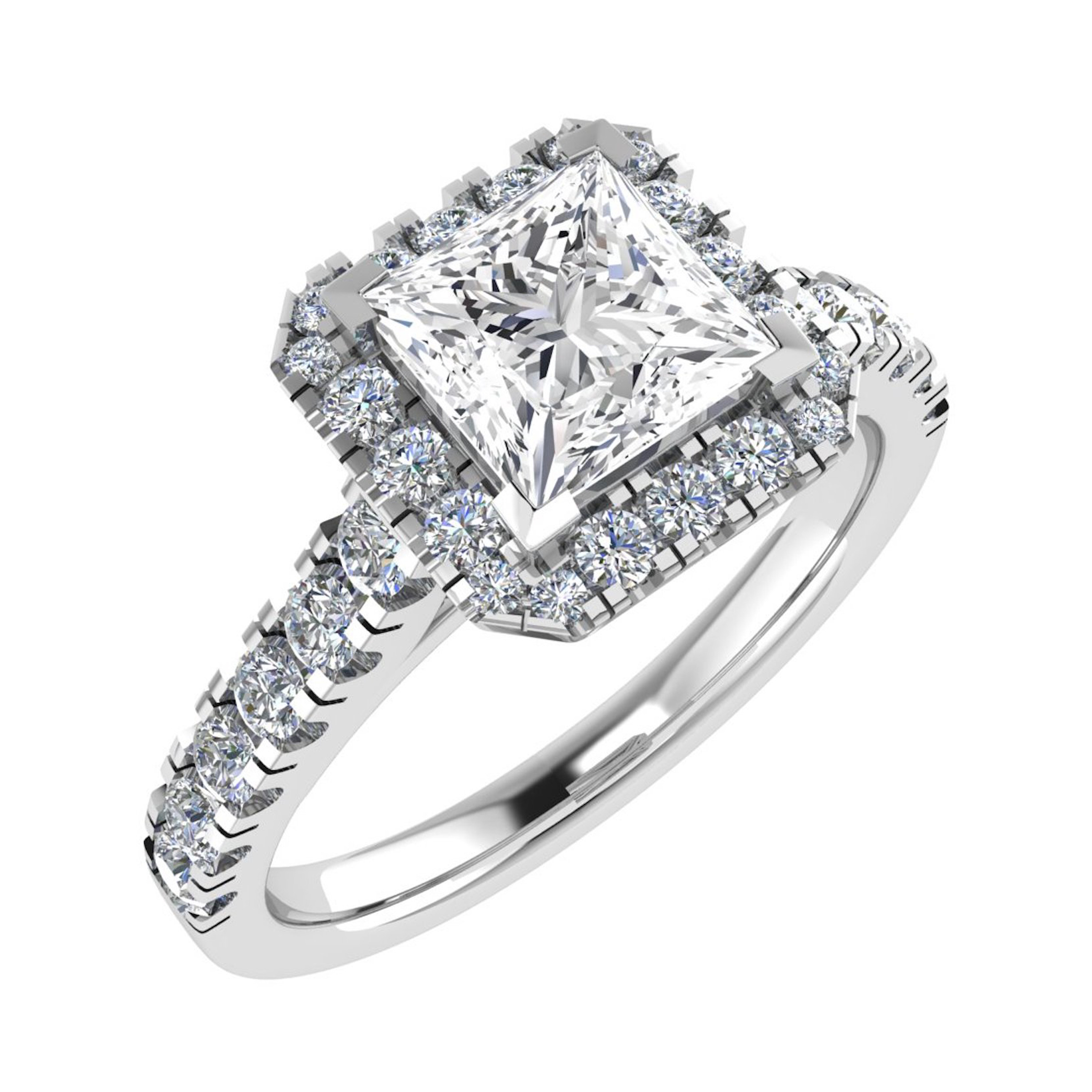 0.2 Ct Lab-Created Princess Cut Rosalie  Cluster Diamond Rings in 9K White Gold