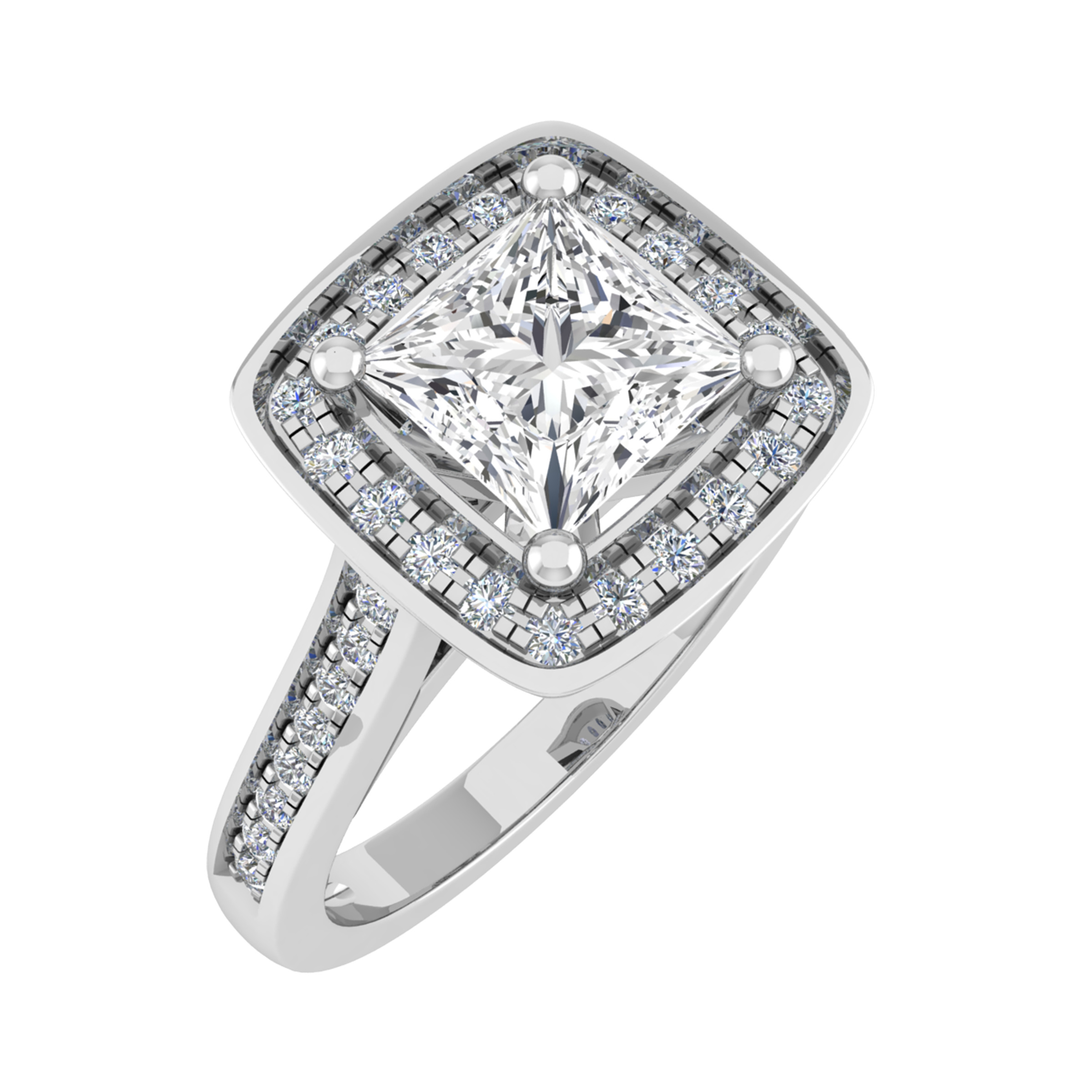 0.2 Ct Lab-Created Princess Cut Talia  Cluster Diamond Rings in 9K White Gold