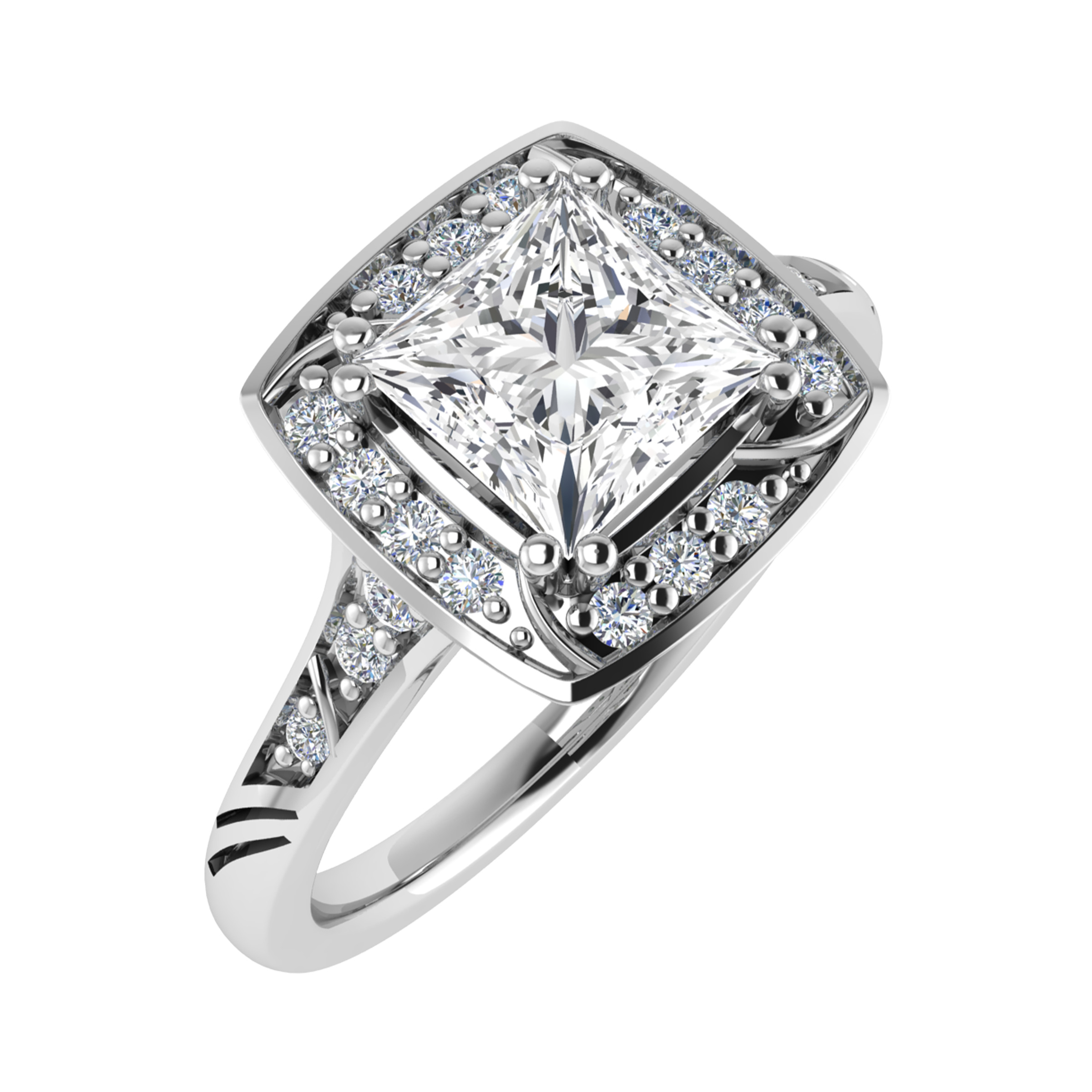 0.2 Ct Lab-Created Princess Cut Saskia  Cluster Diamond Rings in 9K White Gold