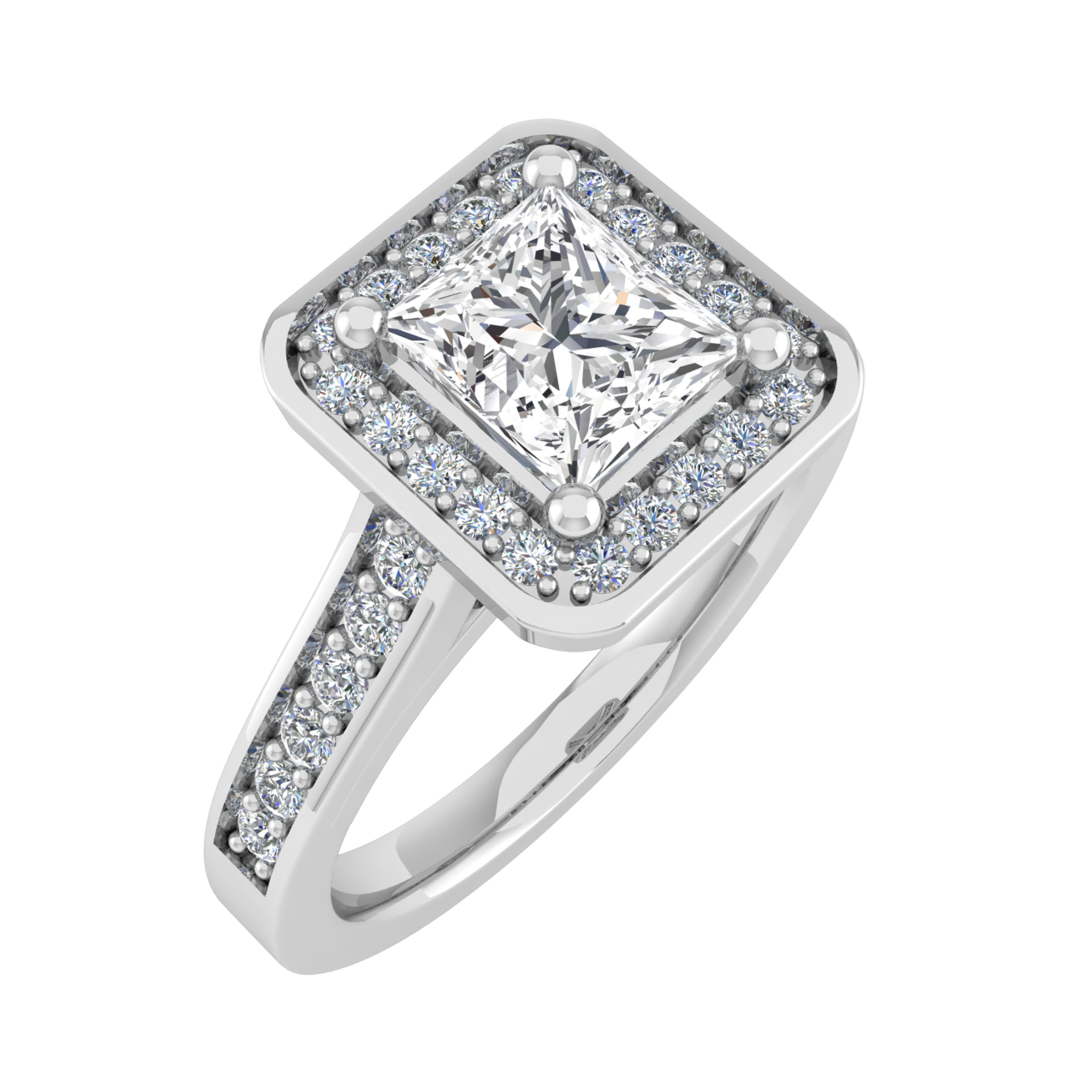 3 Ct Lab-Created Princess Cut Leena  Diamond Rings in 9K White Gold