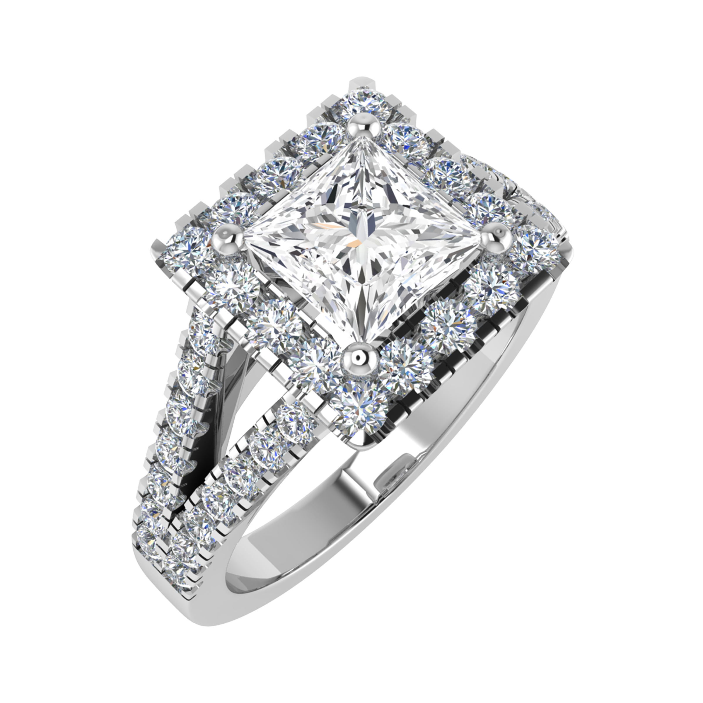 0.2 Ct Lab-Created Princess Cut Sherly  Cluster Diamond Rings in 9K White Gold