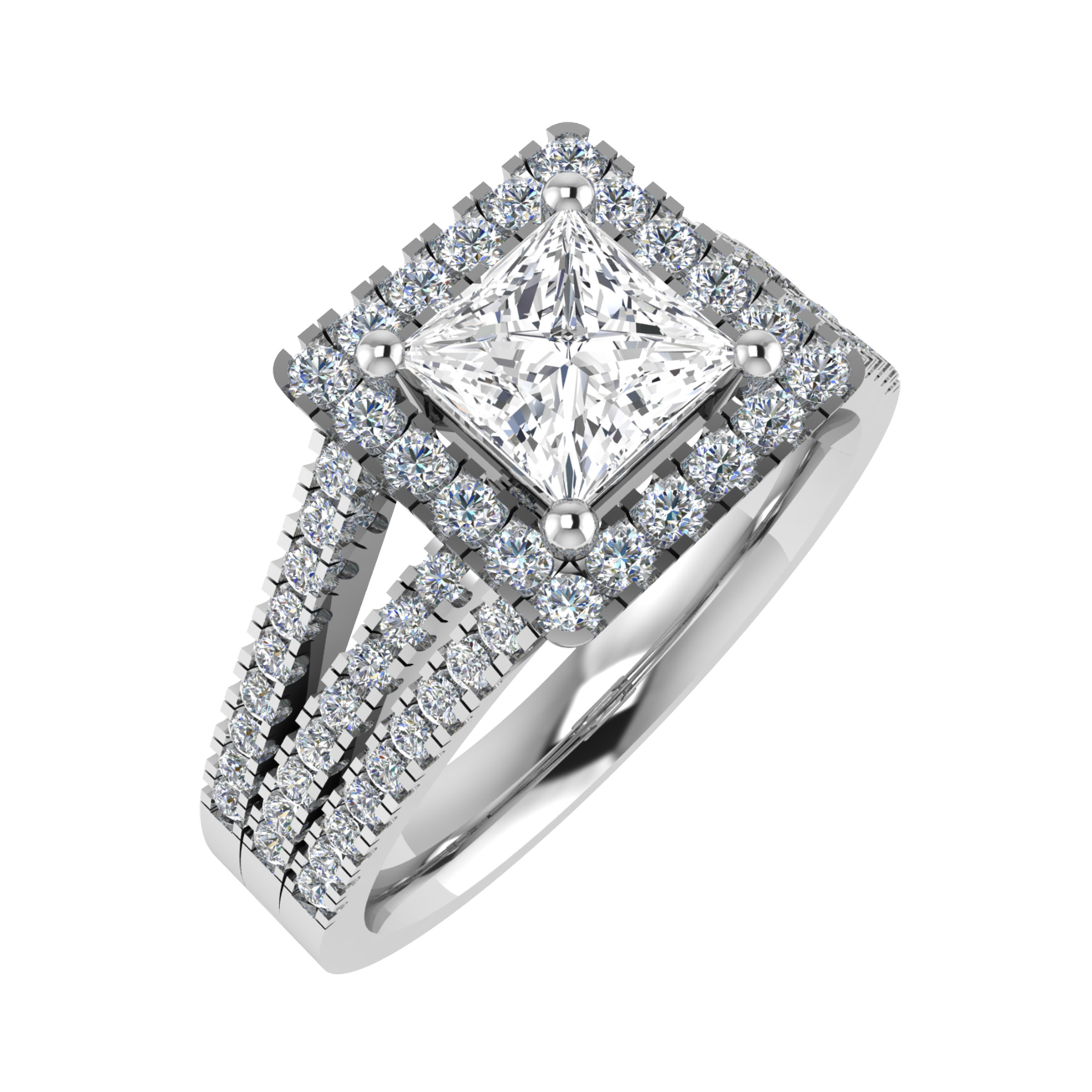 0.2 Ct Lab-Created Princess Cut Viviana  Cluster Diamond Rings in 9K White Gold