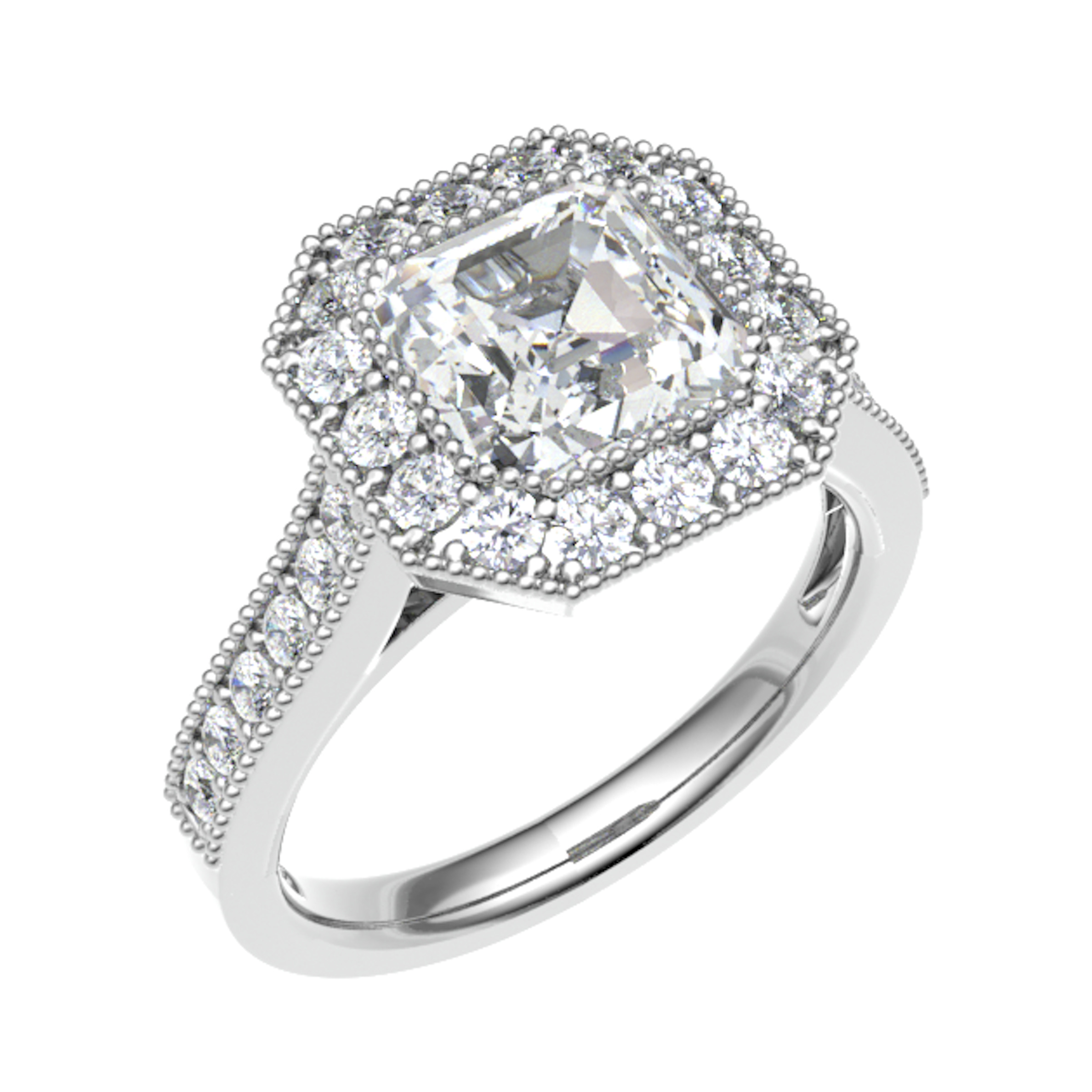 3 Ct Lab-Created Cushion Cut Emmalynn  Everyday Diamond Rings in 9K White Gold