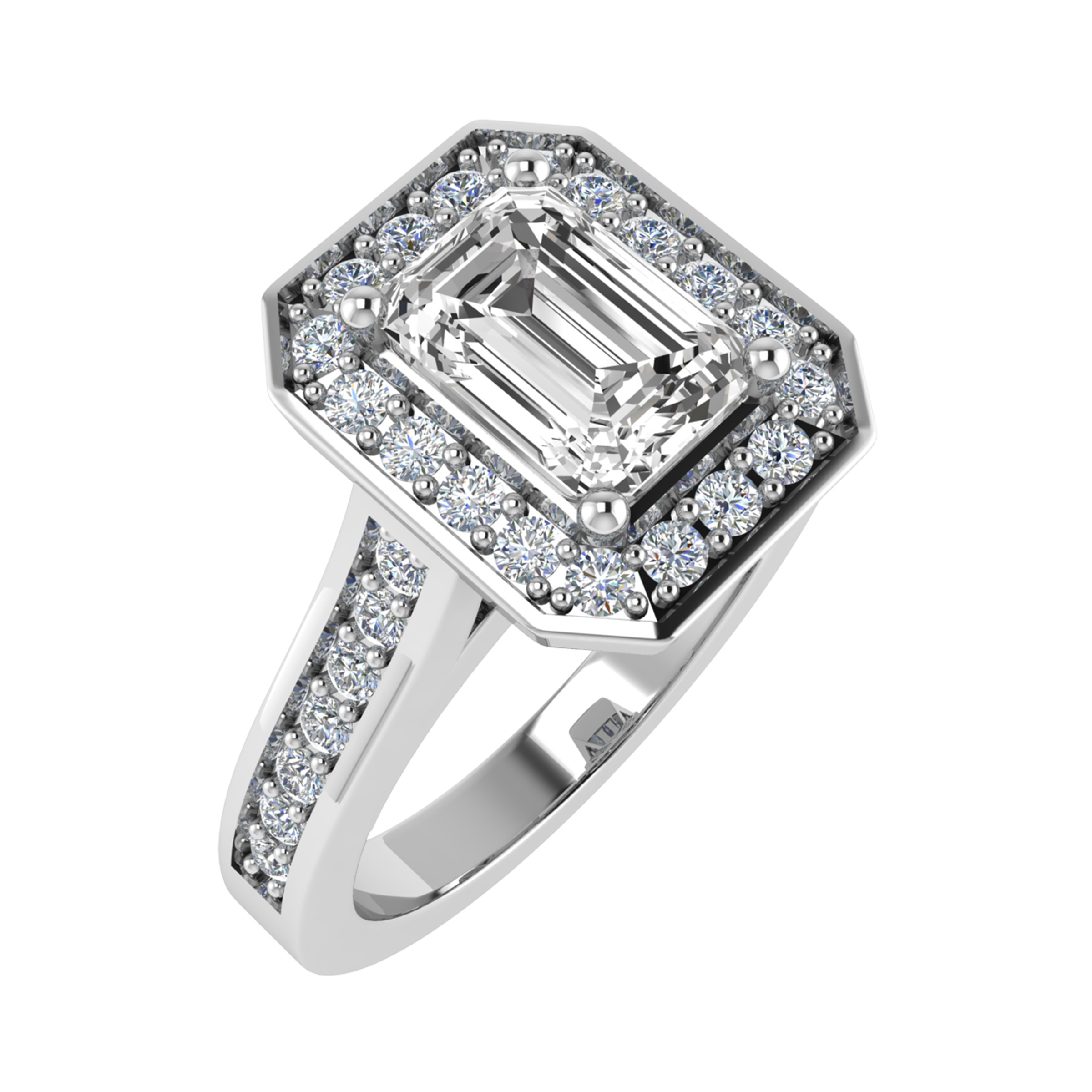 0.2 Ct Lab-Created Emerald Cut Zayla  Cluster Diamond Rings in 9K White Gold