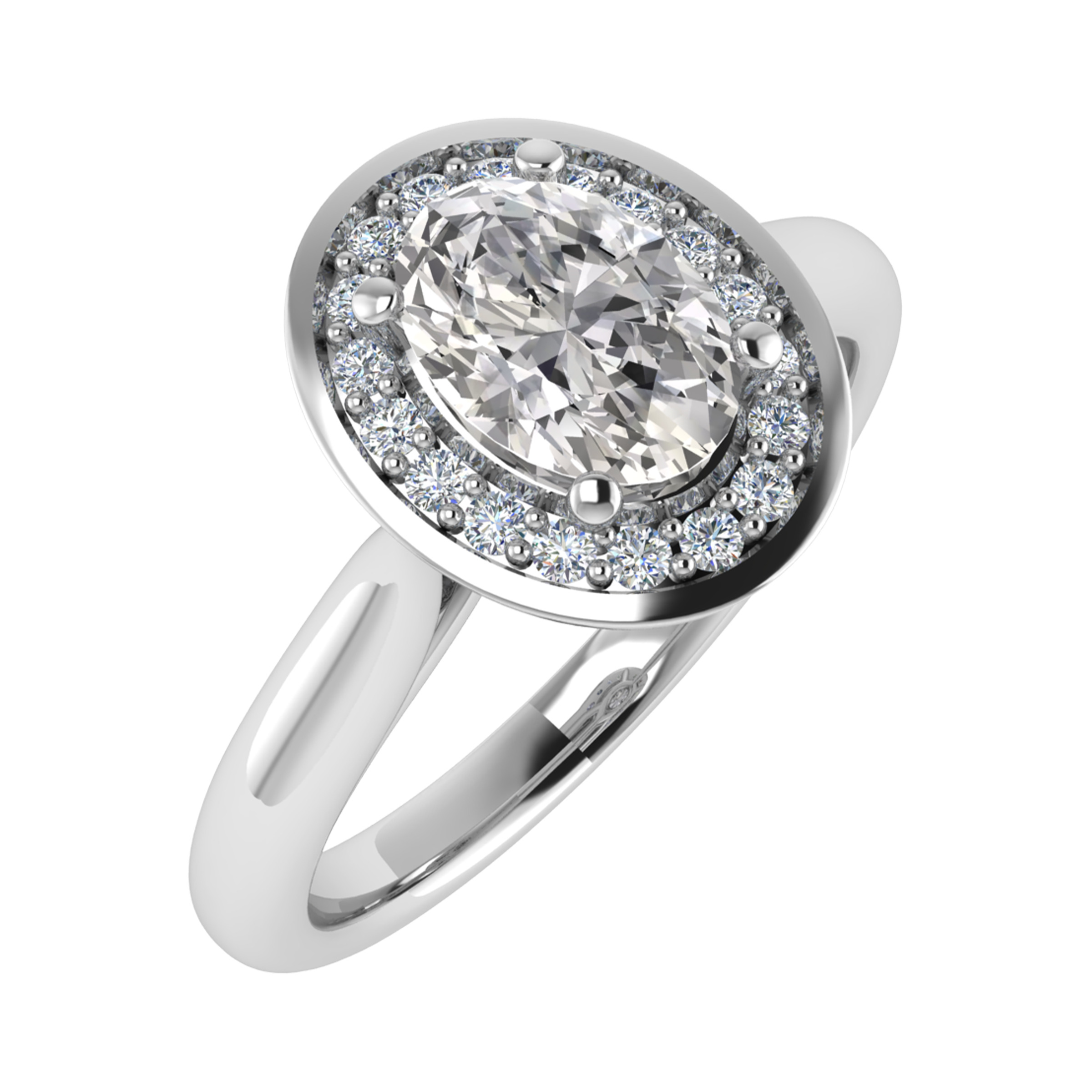 3 Ct Lab-Created Oval Cut Maria  Cluster Diamond Rings in 9K White Gold