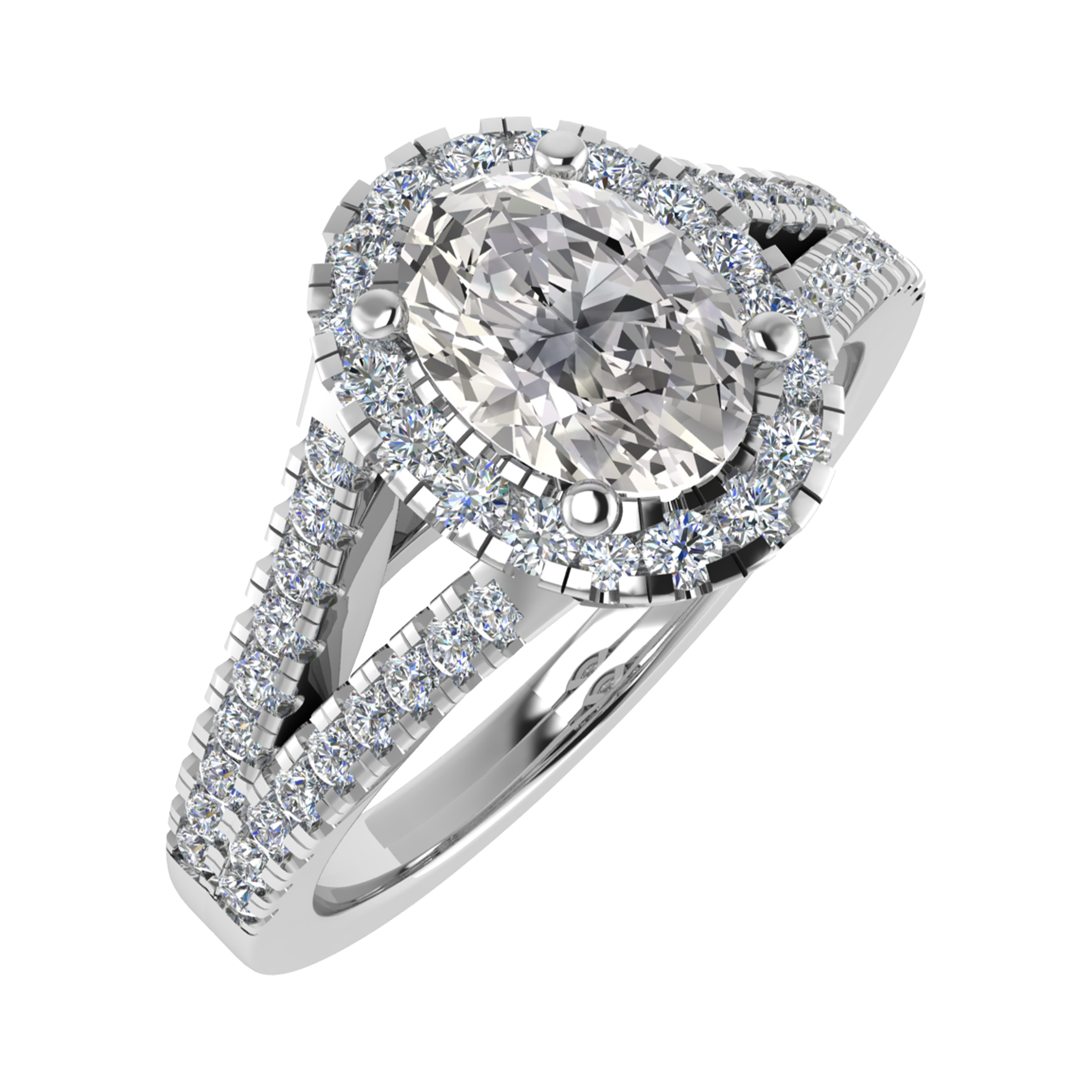 0.20 - 3.00 Carat Lab-Created Diamond Halo Engagement Rings