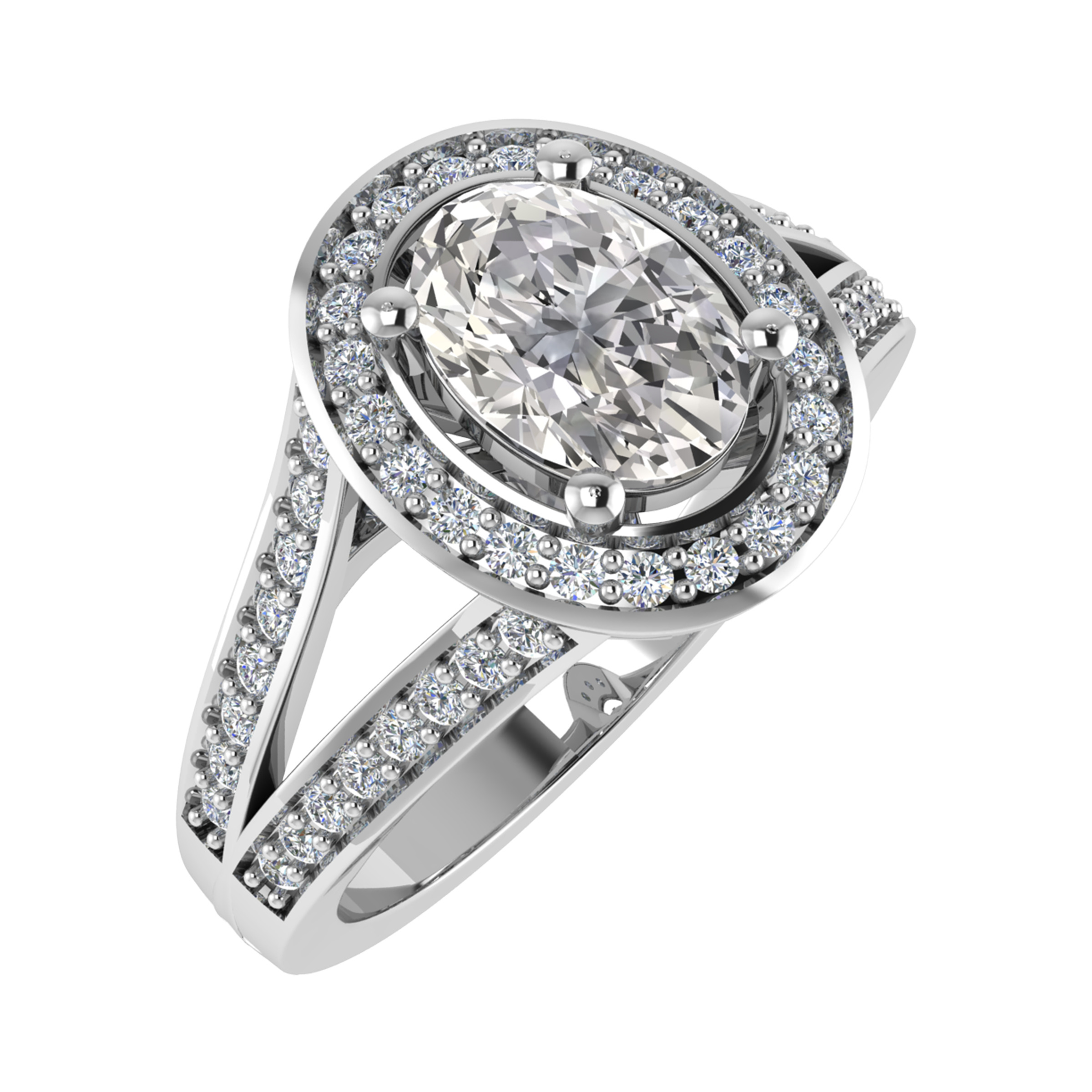 0.2 Ct Lab-Created Oval Cut Ziona  Cluster Diamond Rings in 9K White Gold