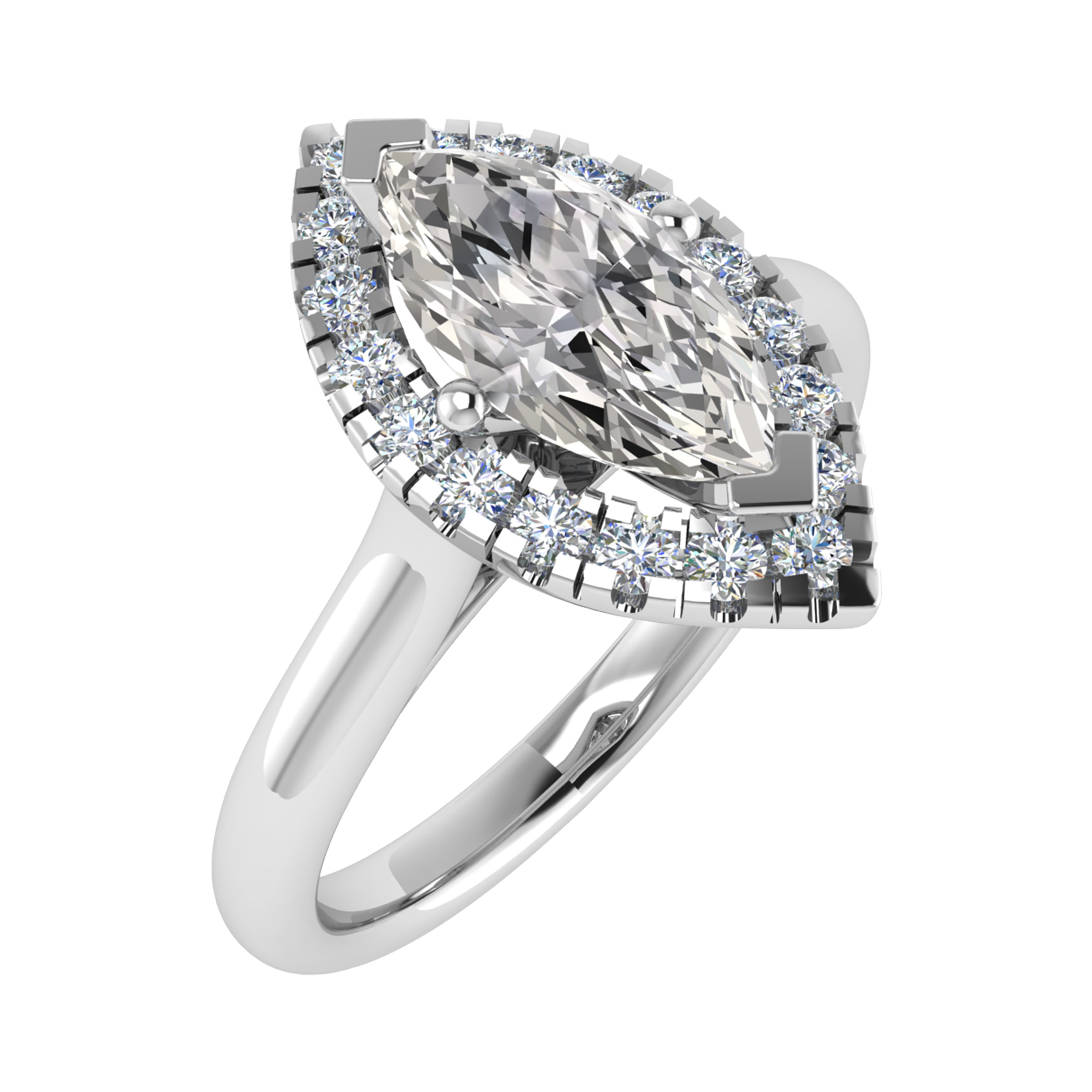 3 Ct Lab-Created Marquise Cut Molly  Cluster Diamond Rings in 9K White Gold