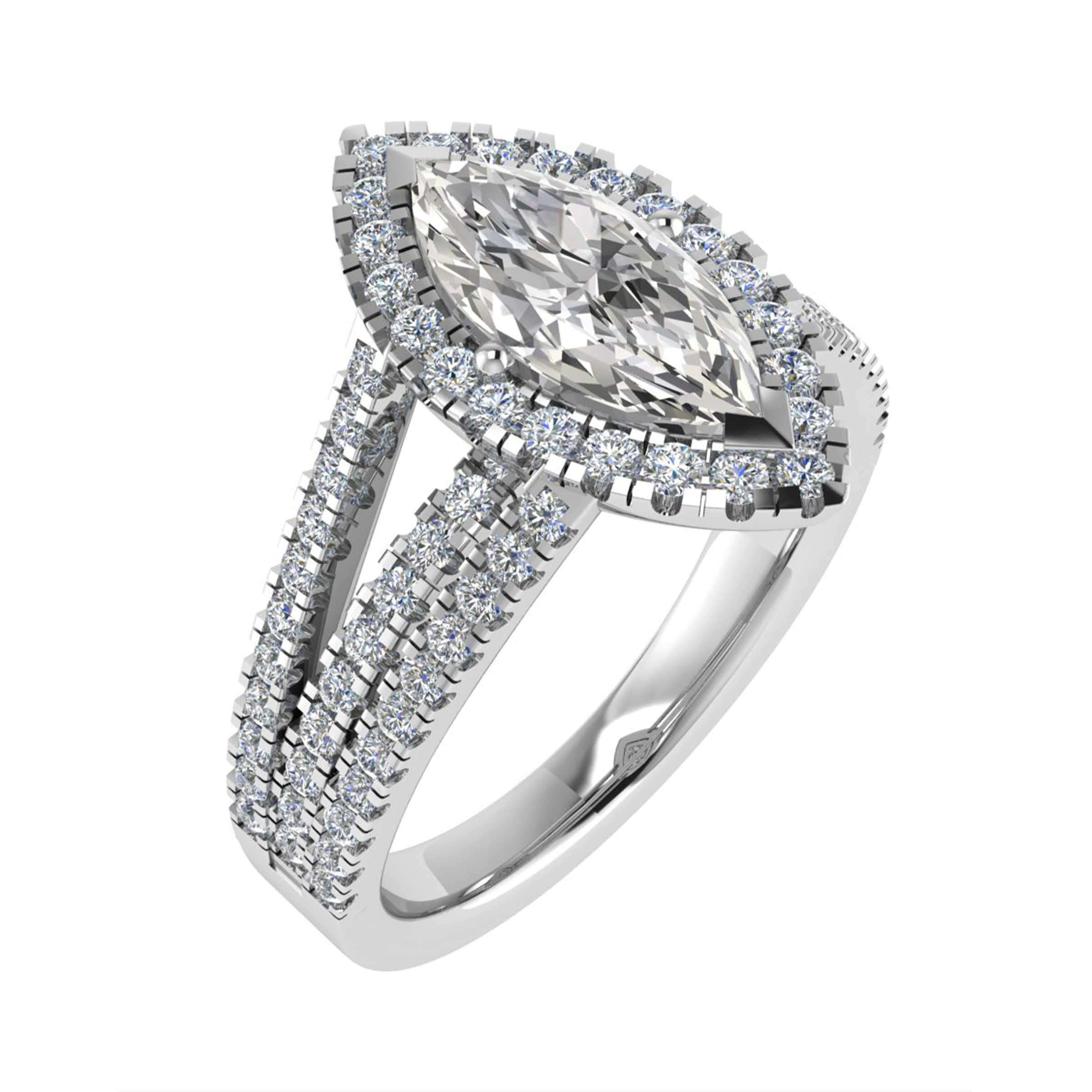 3 Ct Lab-Created Marquise Cut Lola  Cluster Diamond Rings in 9K White Gold