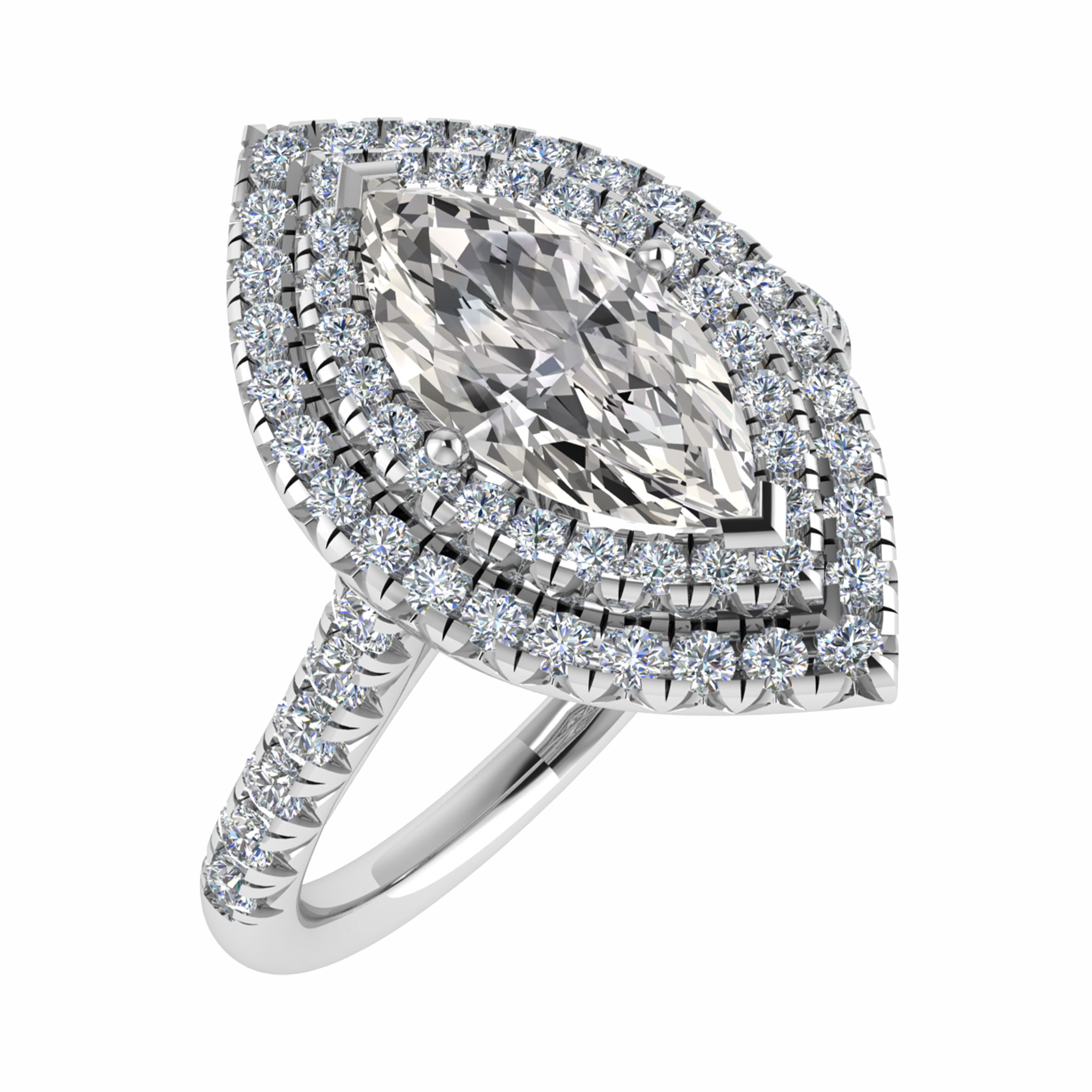 3 Ct Lab-Created Marquise Cut Ophelia  Cluster Diamond Rings in 9K White Gold