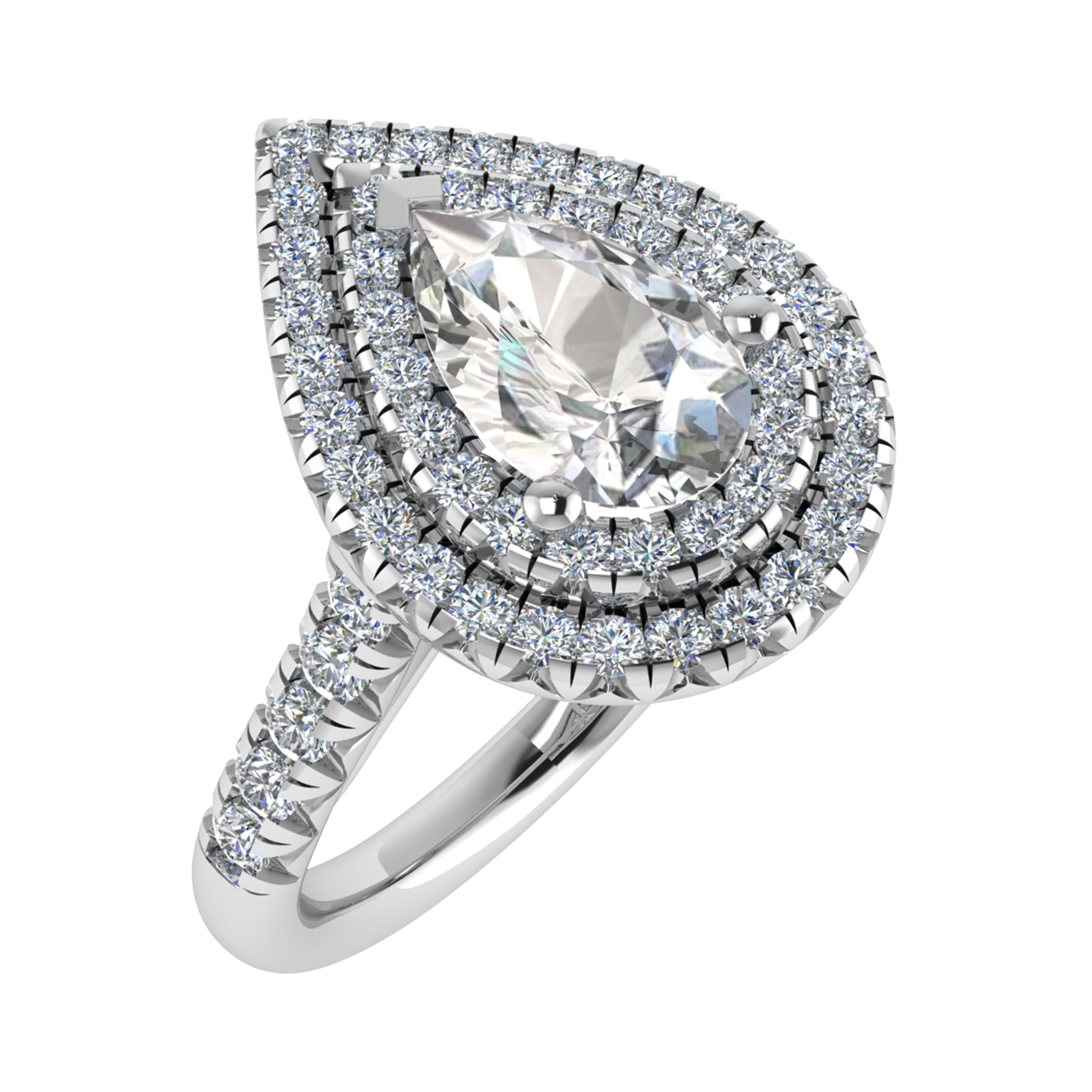 3 Ct Lab-Created Pear Cut Emmaline  Everyday Diamond Rings in 9K White Gold